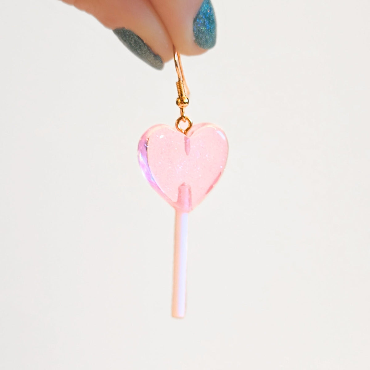 Lollipop Earrings (Pink Hearts)