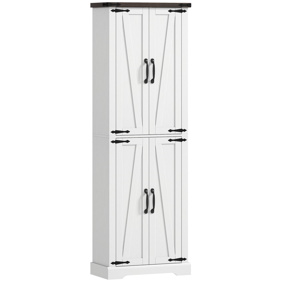 72" Pantry Cabinet, Farmhouse Freestanding Kitchen Storage Cabinet with Adjustable Shelves for Dining Room, Black