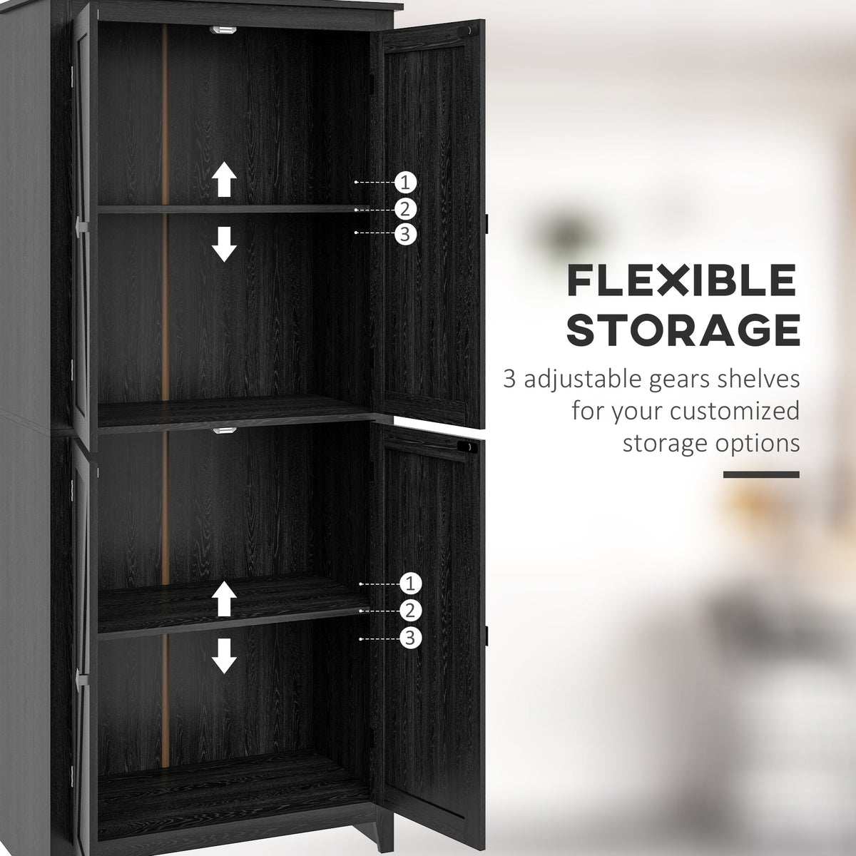 72" Freestanding Storage Cabinet, Kitchen Pantry Cabinet with Doors and Shelves for Dining Room, Natural