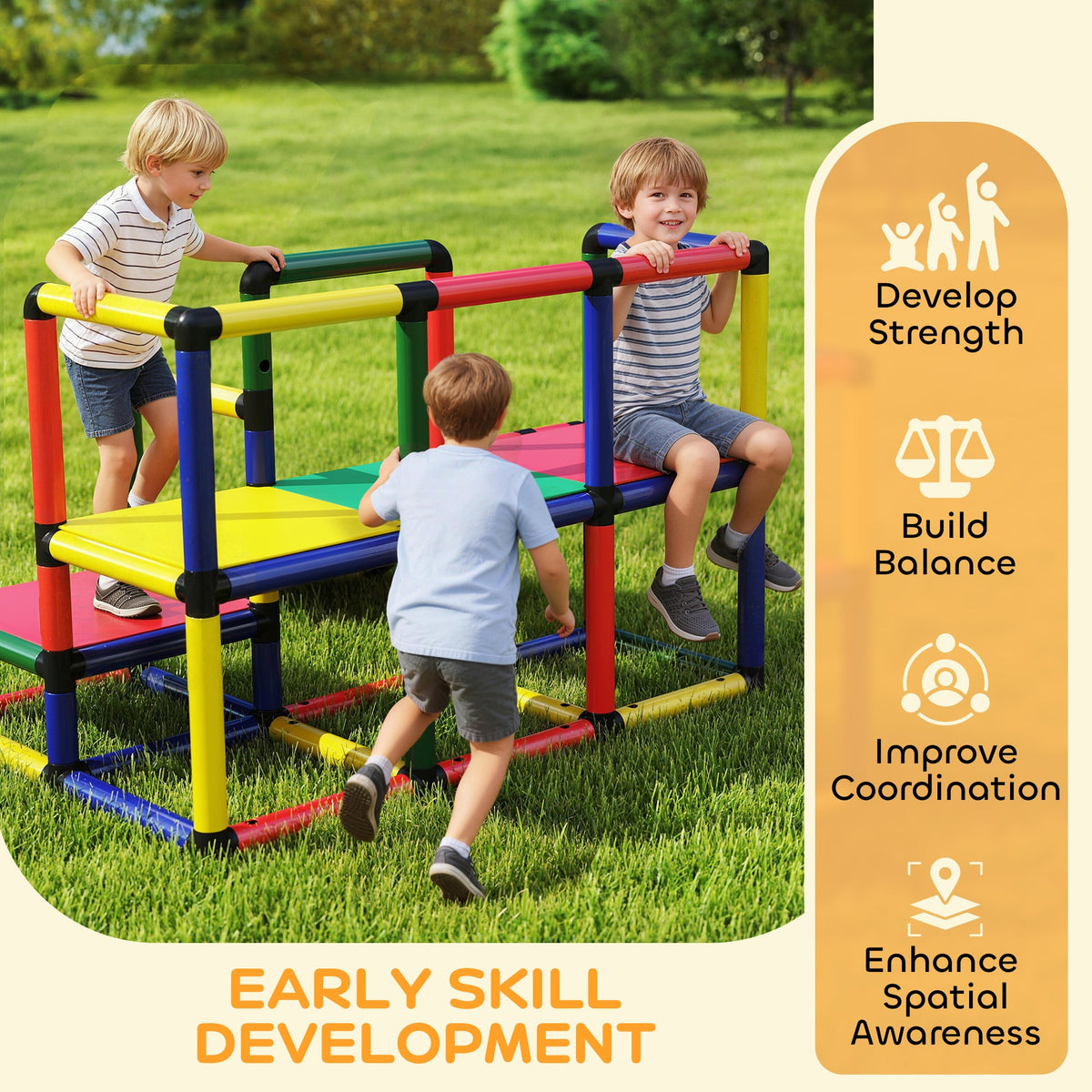Kids Climbing Structure, Toddler Climbing Toys with Slide and Platform, Play Gym for Ages 1-6 Years, Mixed Colour