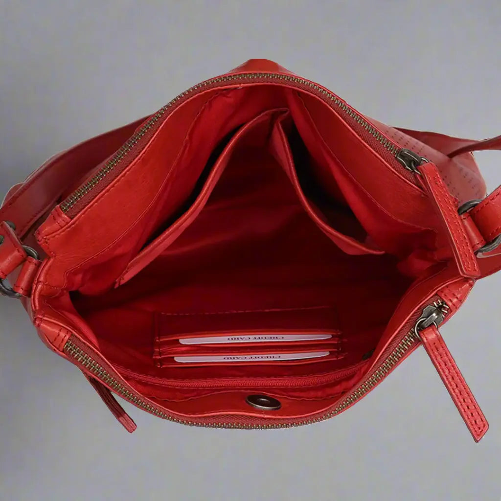 MET Three Chamber Leather Handbag Crossbody Bag