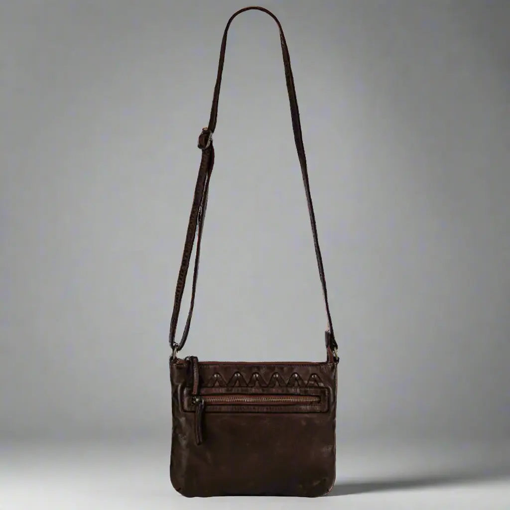 MET V Stitch Crossbody Leather Bag