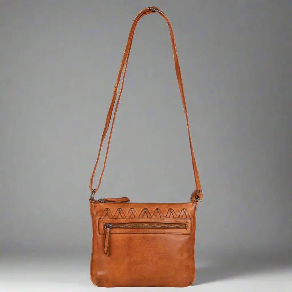 MET V Stitch Crossbody Leather Bag