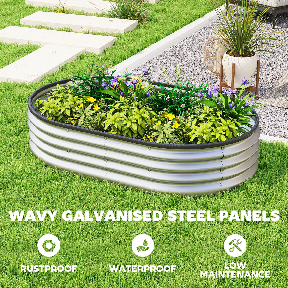 Galvanized Raised Garden Bed, 5 x 3 x 1 ft Modular Metal Garden Beds with Rubber Strip Edging, Silver
