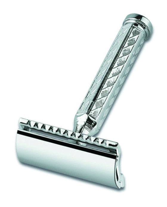 Merkur 42C 3-Piece DE Safety Razor, Closed Comb, Classic 1906 Etched Handle, Chrome