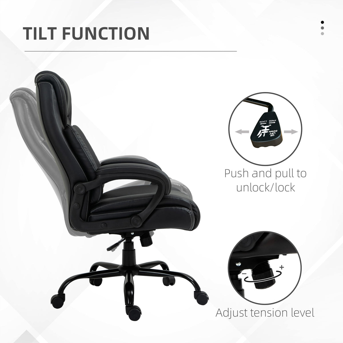 PU Leather Executive Office Chair with High Back, Adjustable Height and Swivel Wheels, 400LBS Capacity, Brown