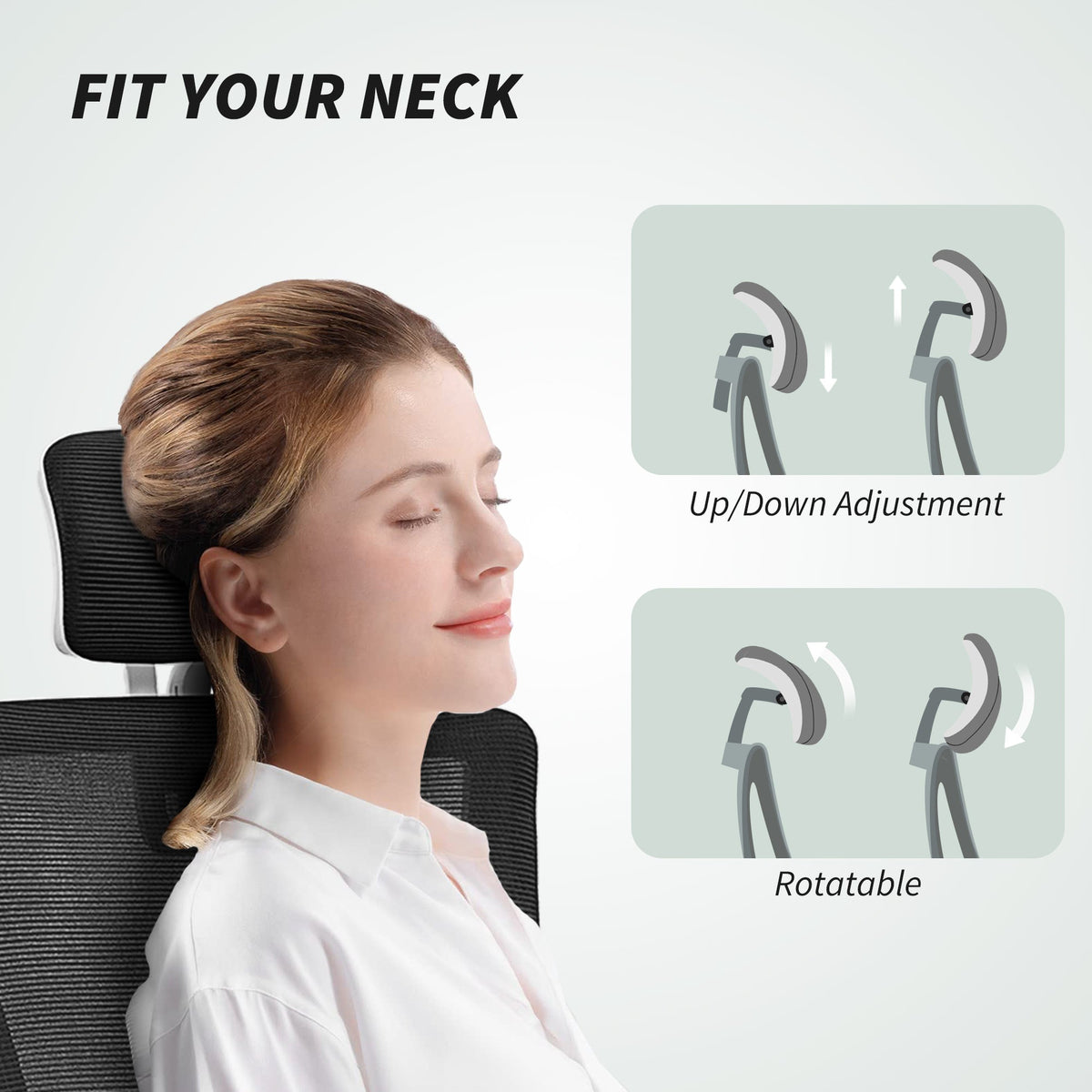 Ergonomic Office Chair, Swivel Desk Chair with Adjustable Lumbar Support, Headrest and Height, Flip-up Armrests, Beige