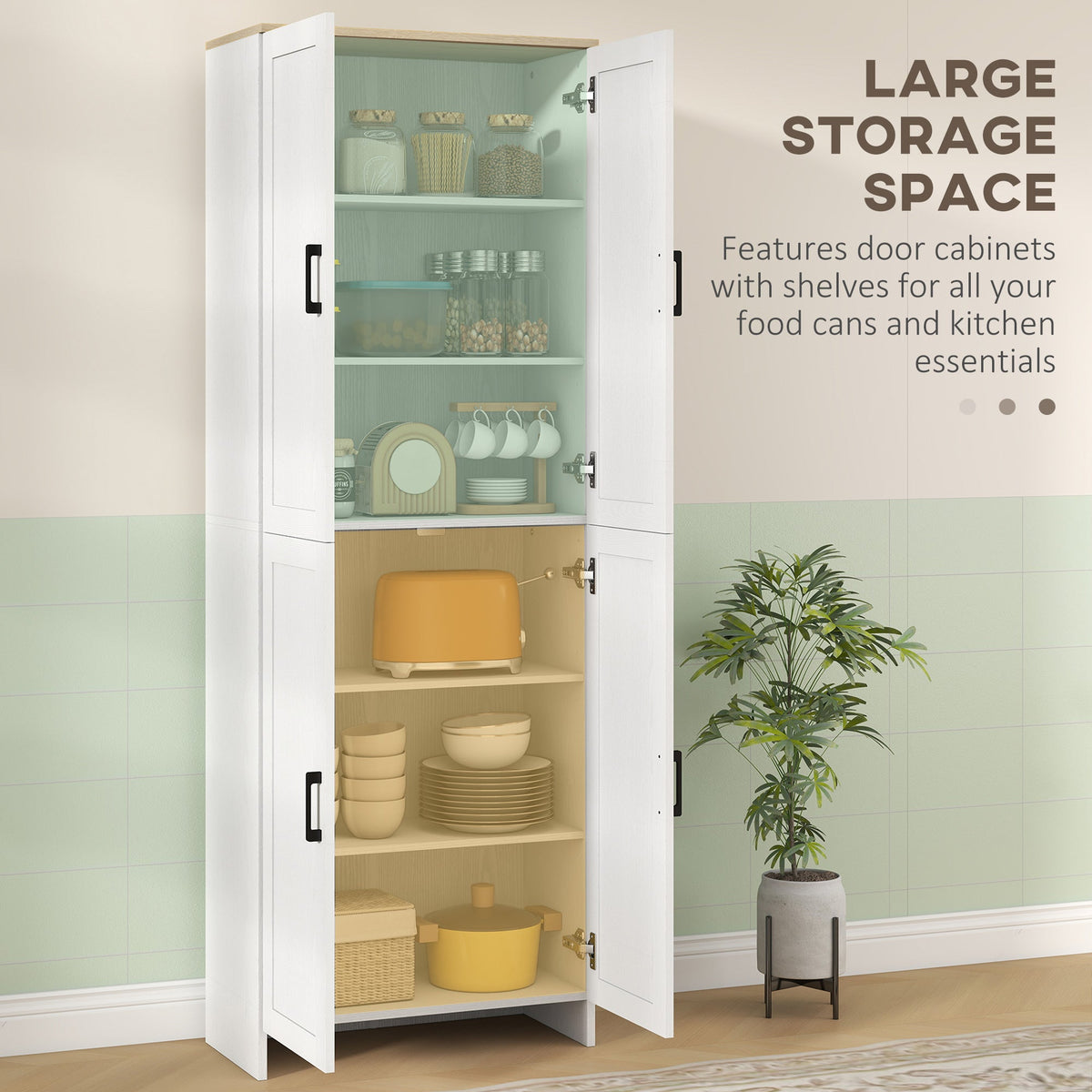 67" 4-Door Kitchen Pantry Cabinet, Freestanding Storage Cabinet Cupboard with Adjustable Shelves, Black