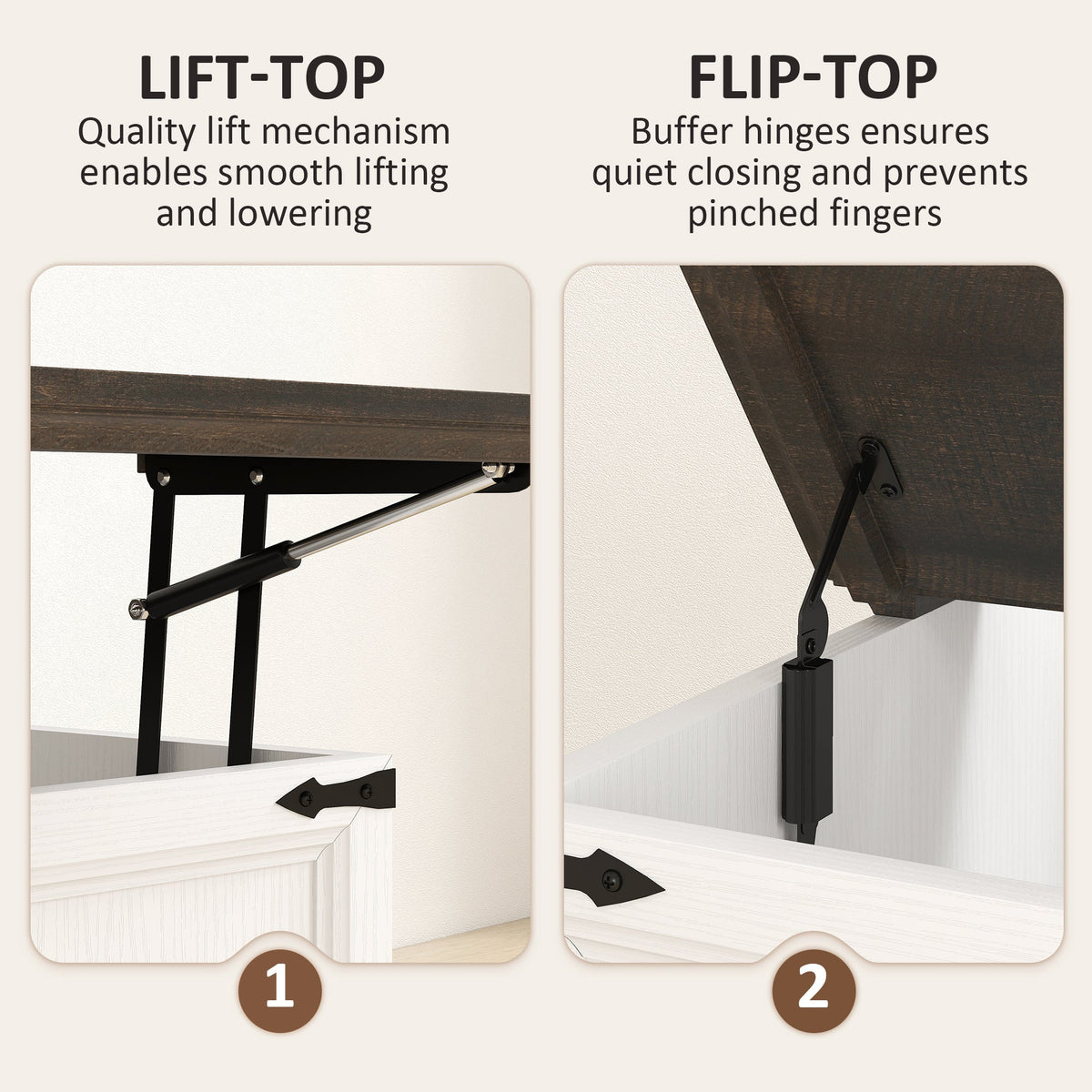 Lift Top Coffee Table with Charging Station, Square Farmhouse Center Table with Hidden Storage, Black Wood Grain