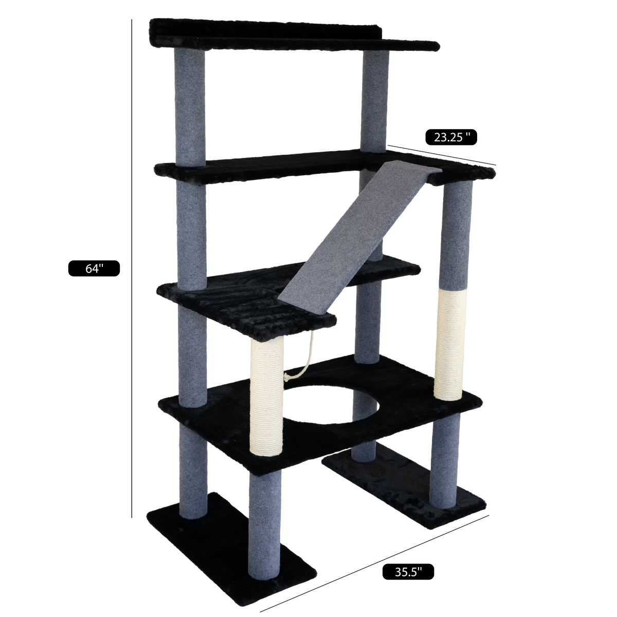Maine Coon 65" Cat Tower - 4-Level Cat Tree