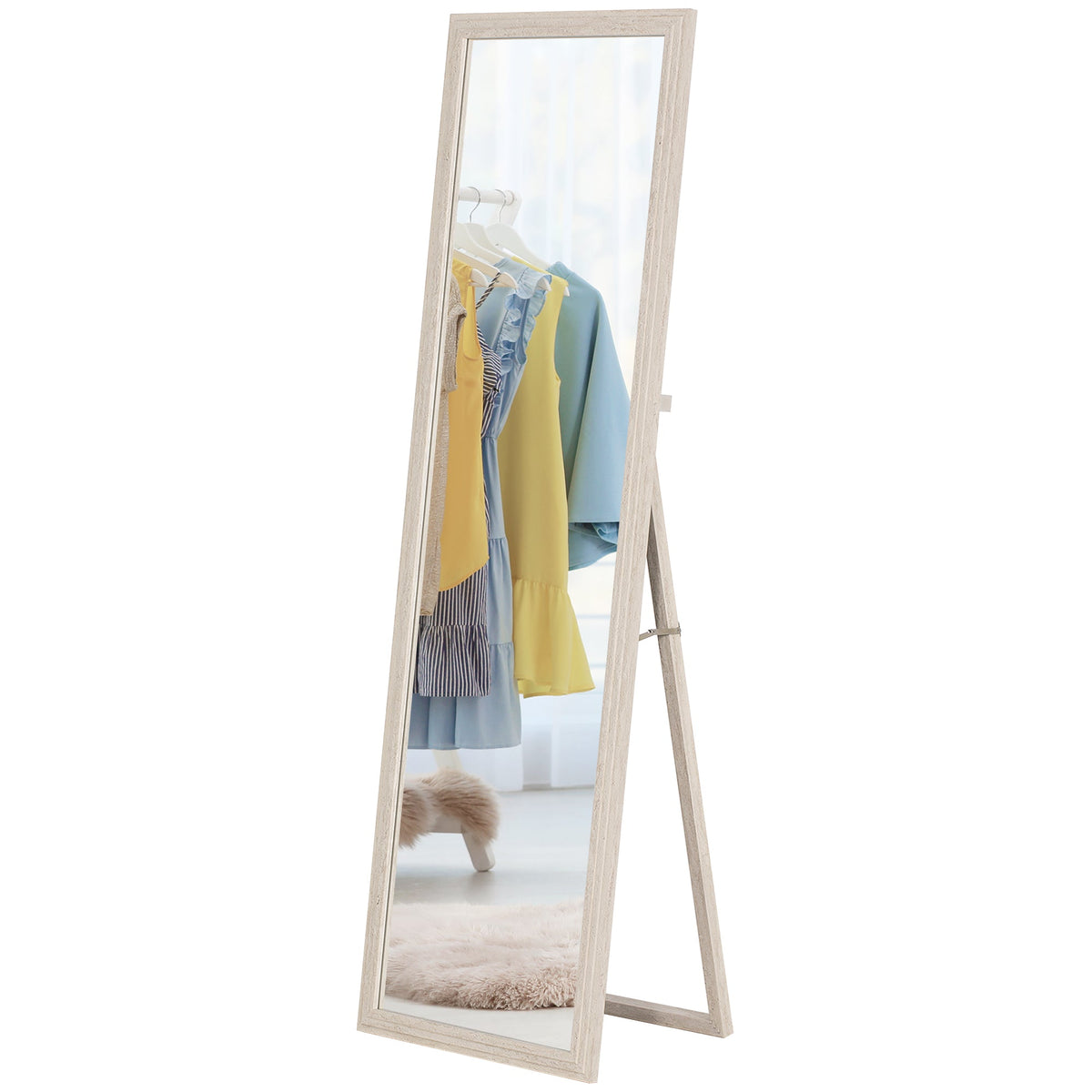 64" x 21" Full Length Mirror, Standing, Wall-Mounted or Leaning Against Wall, for Bedroom, Living Room, White