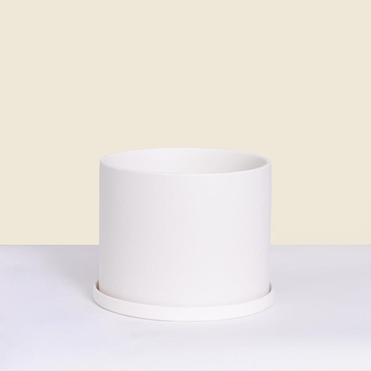 Medium White Pot with Saucer