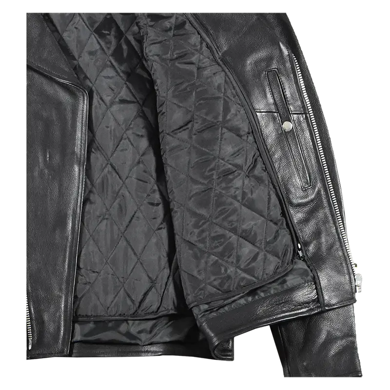 Men's Tall Classic Side Lace Leather Motorcycle Jacket