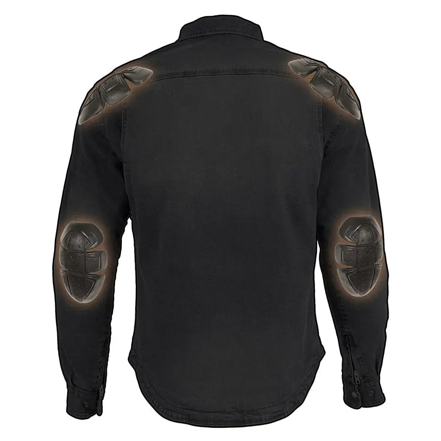 Milwaukee Leather Men's Faded Denim Armored Shirt Jacket