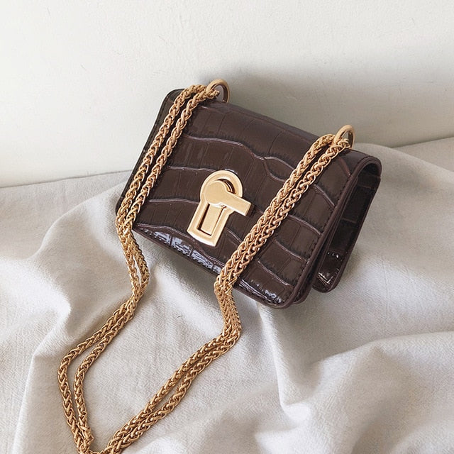 Key Lock Croc Pattern Bag