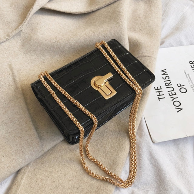 Key Lock Croc Pattern Bag