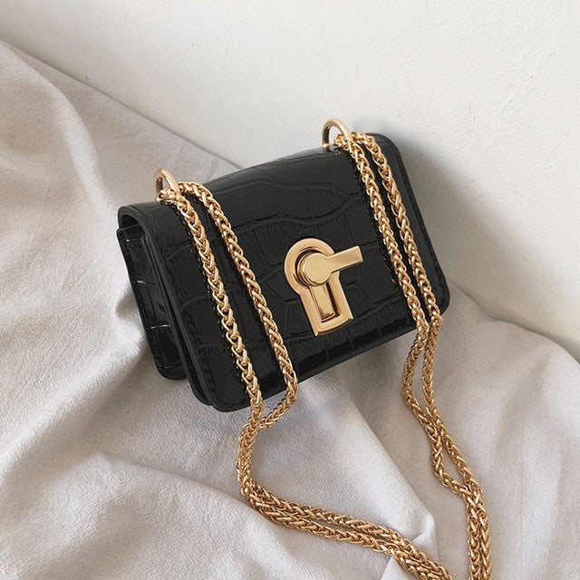 Key Lock Croc Pattern Bag
