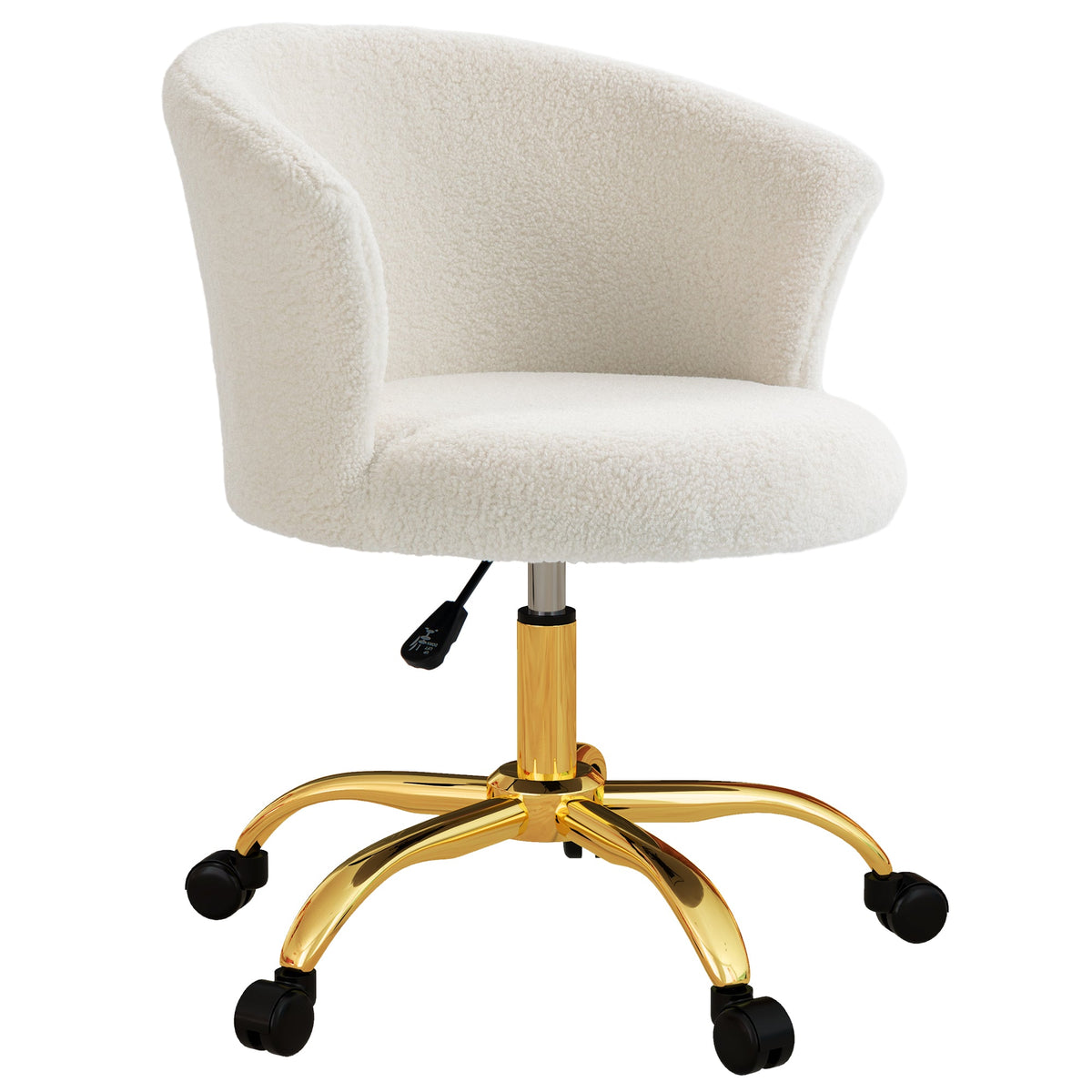 Armless Office Chair, Fluffy Computer Desk Chair with Adjustable Height, Swivel Wheels, Mid Back, Grey