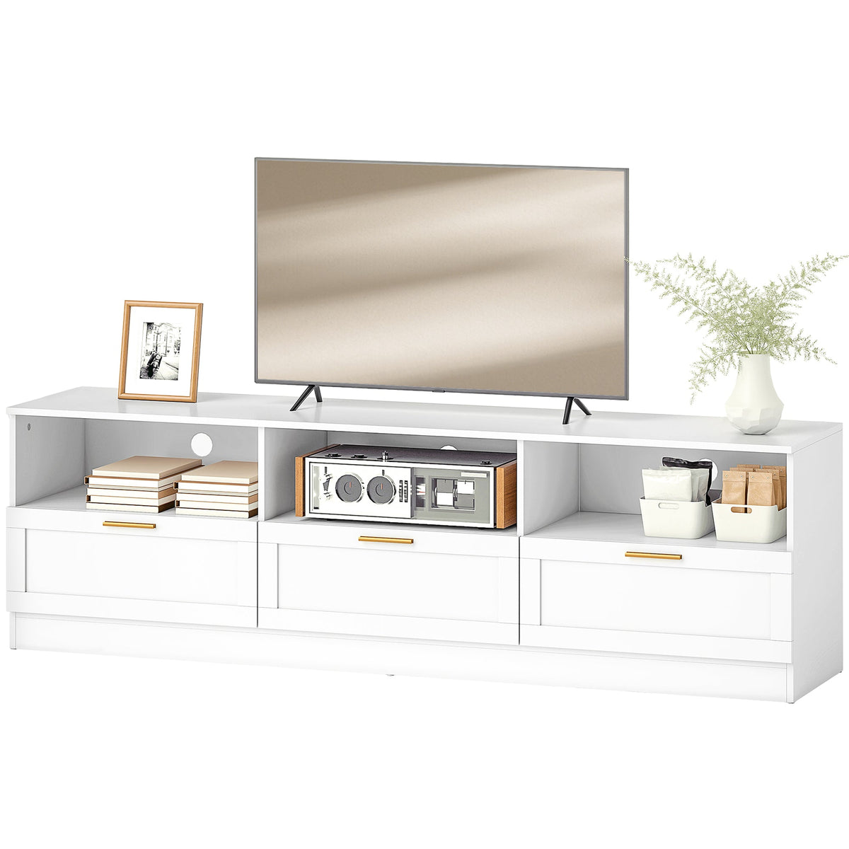 Dallas Modern TV Stand with Storage Drawers for TVs up to 85"-White