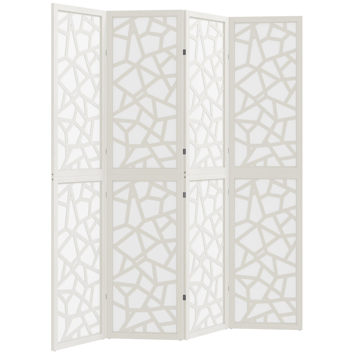 4 Panel Room Divider, 5.6 FT Lightweight Folding Privacy Screen with Geometric Pattern for Living Room, Bedroom, Black