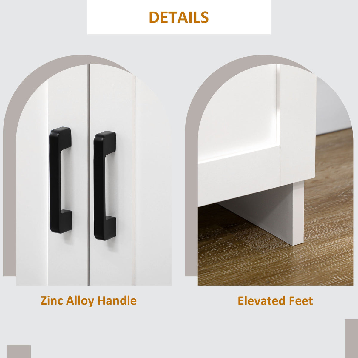 Modern Sideboard Buffet Cabinet, Modern Kitchen Storage Cabinet with 3 Doors Adjustable Shelves, for Dining Room, Black