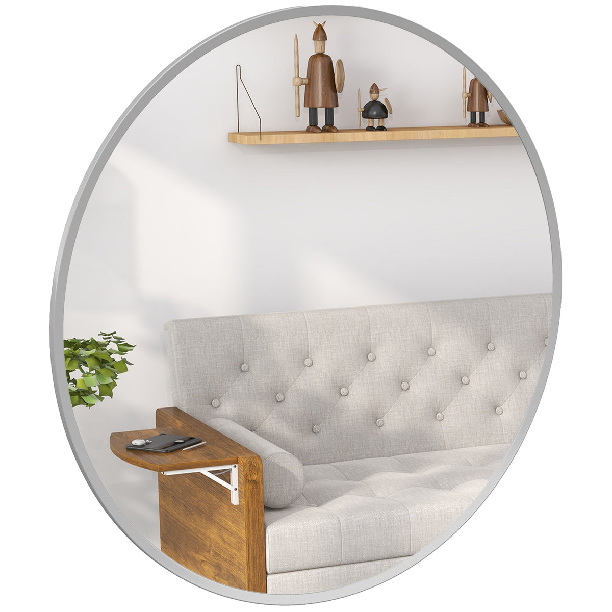 24" Decorative Wall Mirror for Bedroom Living Room, Modern Round Bathroom Mirror for Home Decor, Black