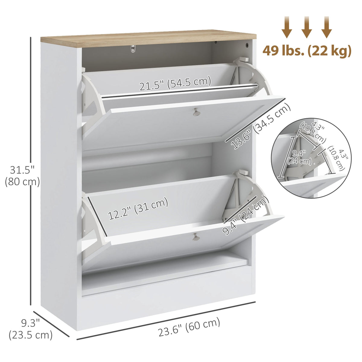 Slim Shoe Storage Cabinet, Modern Shoe Cabinet with 2 Flip Drawers and Adjustable Shelves for 8-12 Pairs, Black