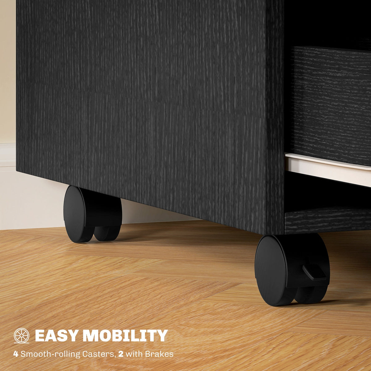 3 Drawer File Cabinet, Mobile Vertical Filing Cabinet with Wheels, Printer Stand with Storage for Home Office, Oak