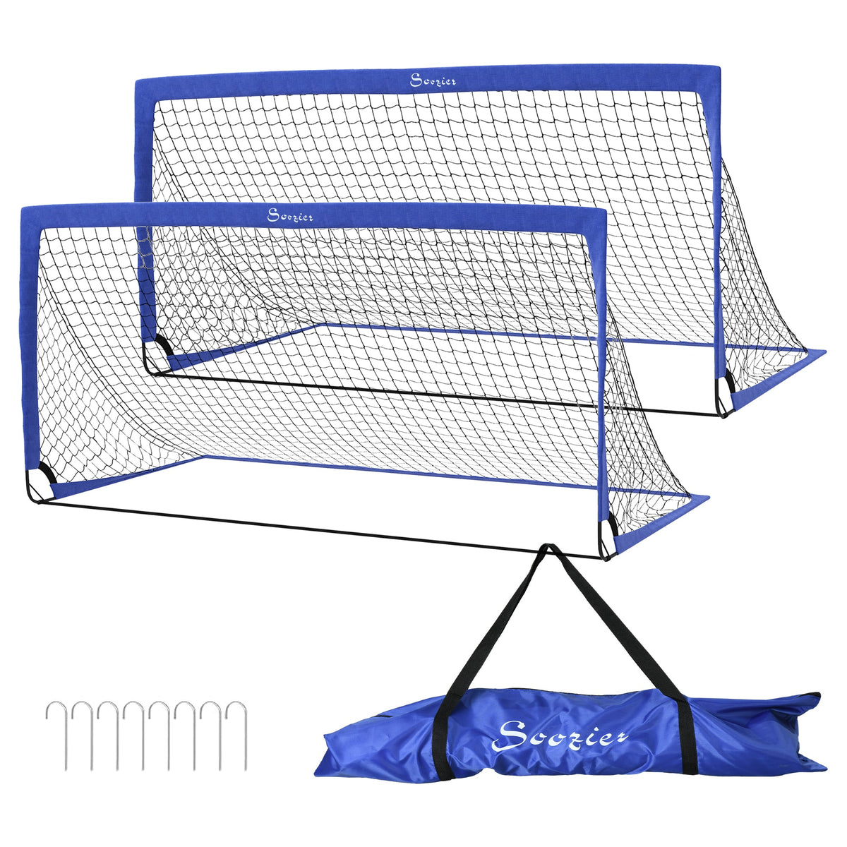 6' x 3' Set of 2 Soccer Nets for Backyard, Portable Soccer Goal for Practice with Carry Bag