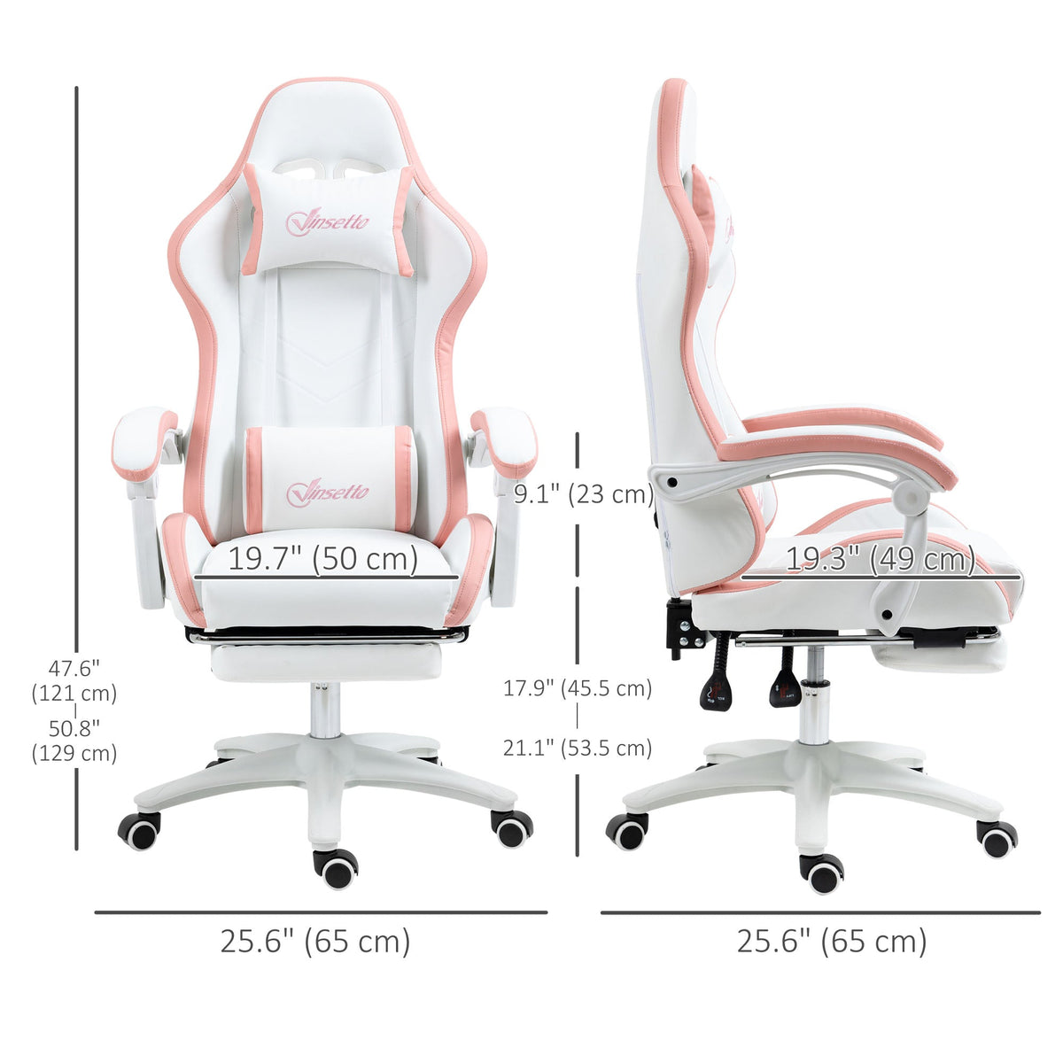 Computer Gaming Chair, PU Leather Office Desk Chair with Footrest, Swivel Wheels, 135° Reclining Back, Black