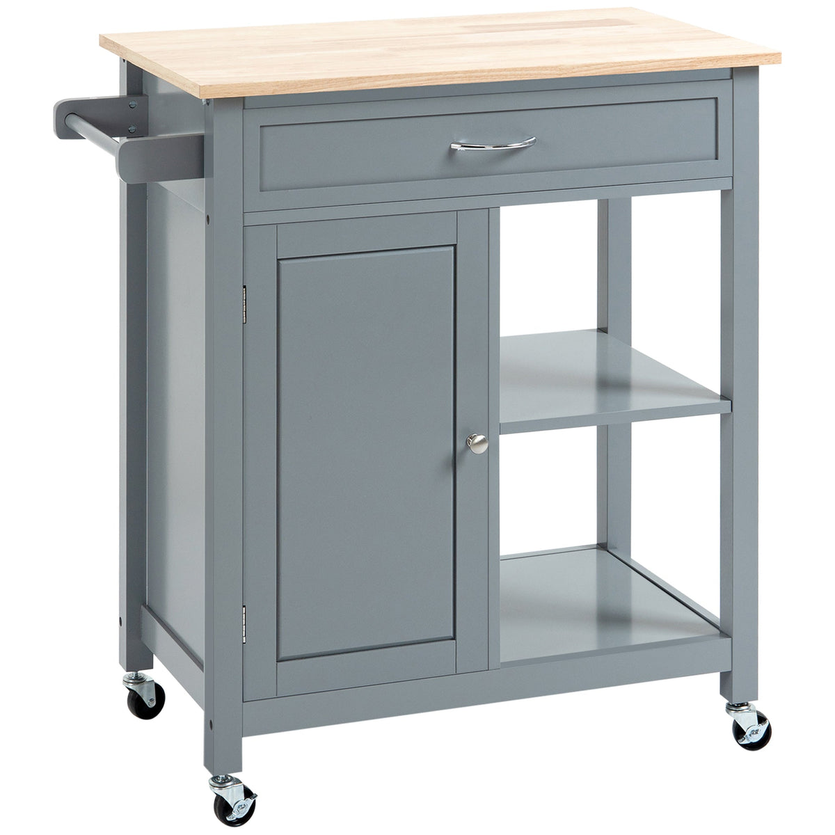 Rolling Kitchen Cart with Wood Top and Drawer, Kitchen Island on Wheels for Dining Room, Black | Canada