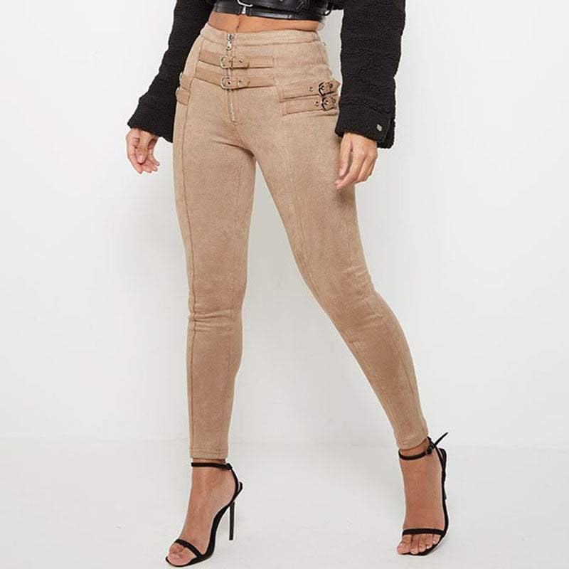 4 Strap Suede Pants