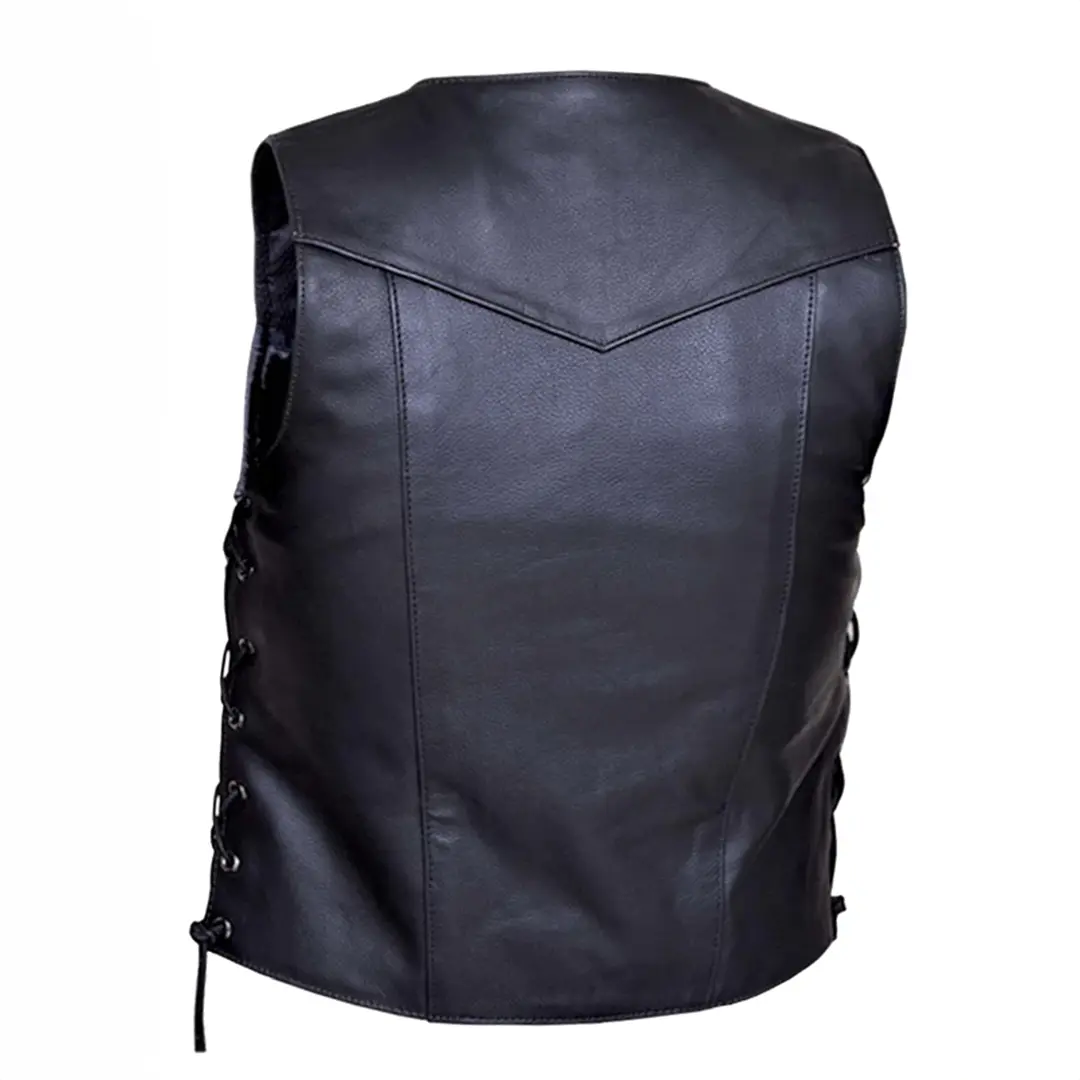 Open Road Men's 10 Pocket Leather Vest