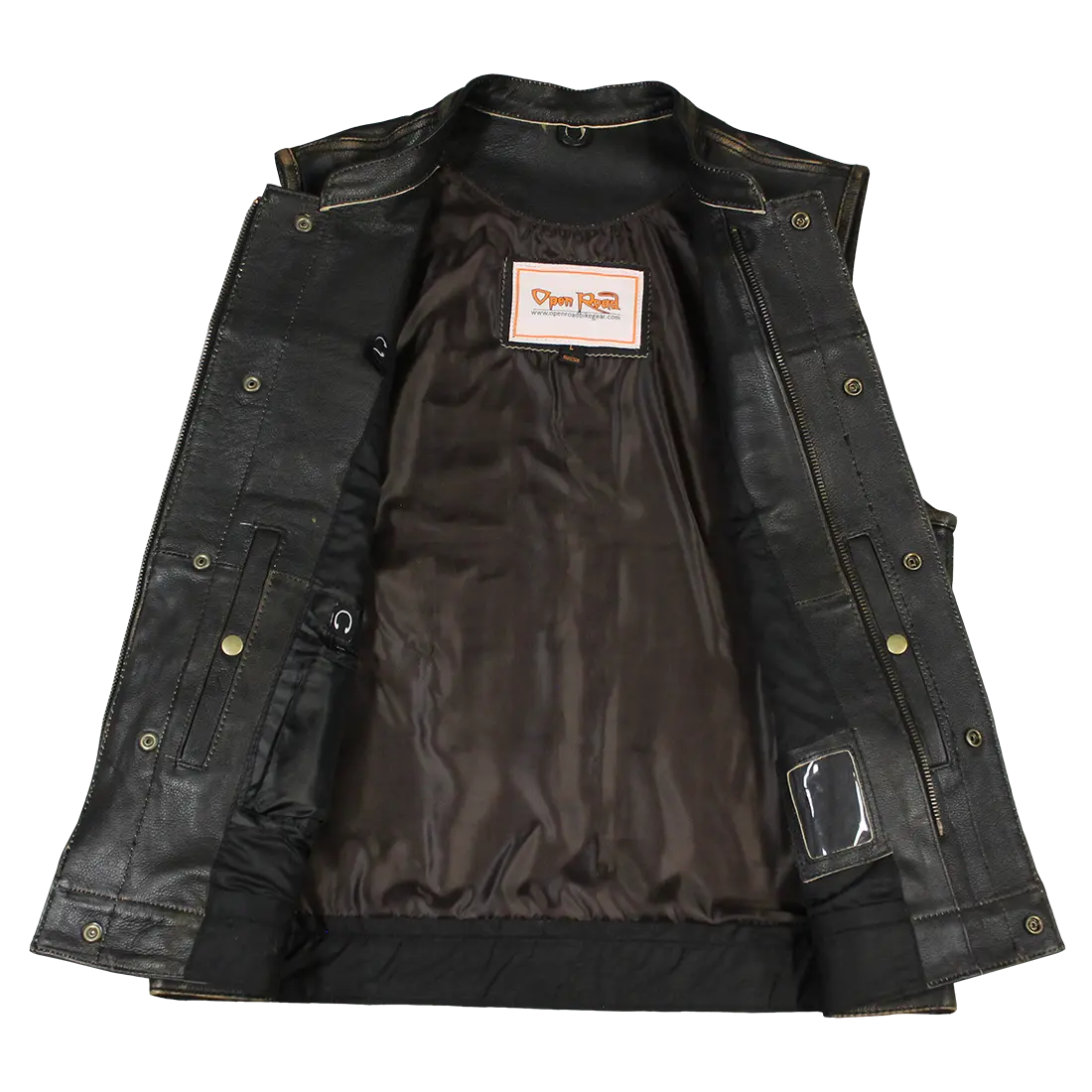 Open Road Men's Distressed Leather Club Vest