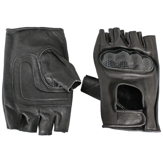 Open Road Men's Fingerless Leather Motorcycle Gloves