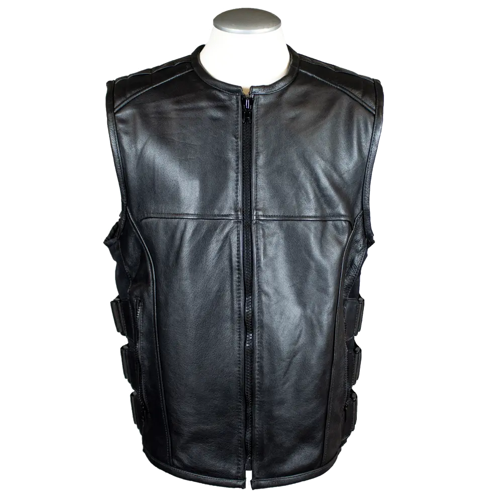 Open Road Men's Zip-Up Tactical Leather Vest