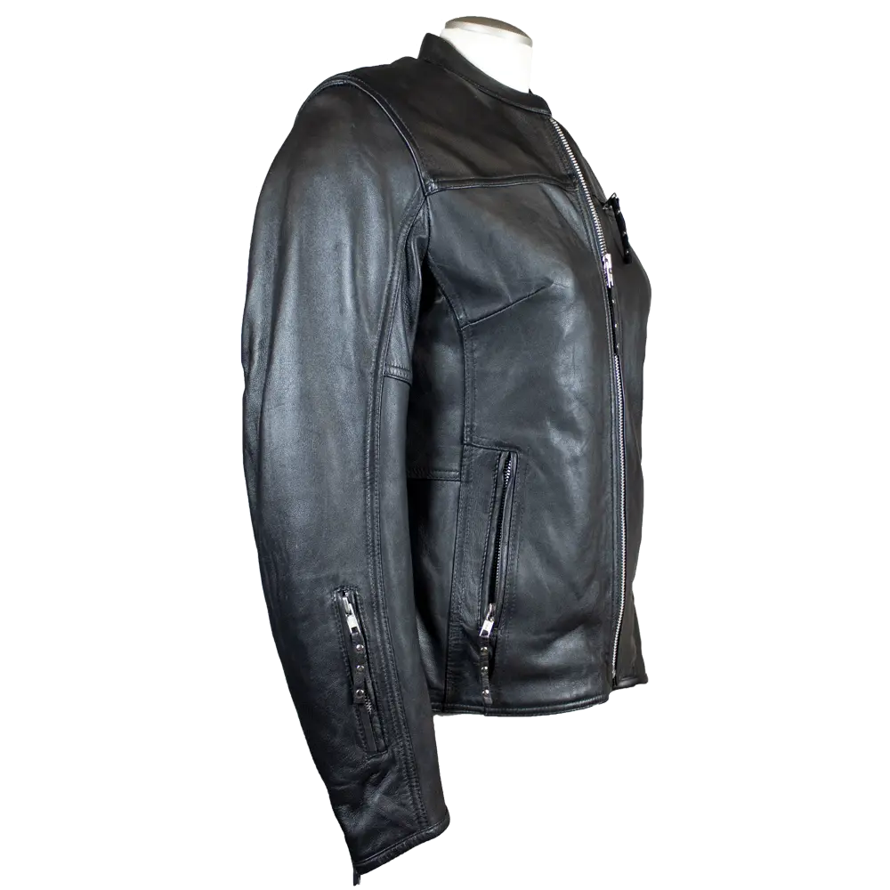 Open Road Women's Racer Leather Motorcycle Jacket