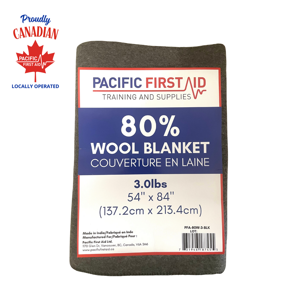 Emergency Grey Wool Blanket 80% wool