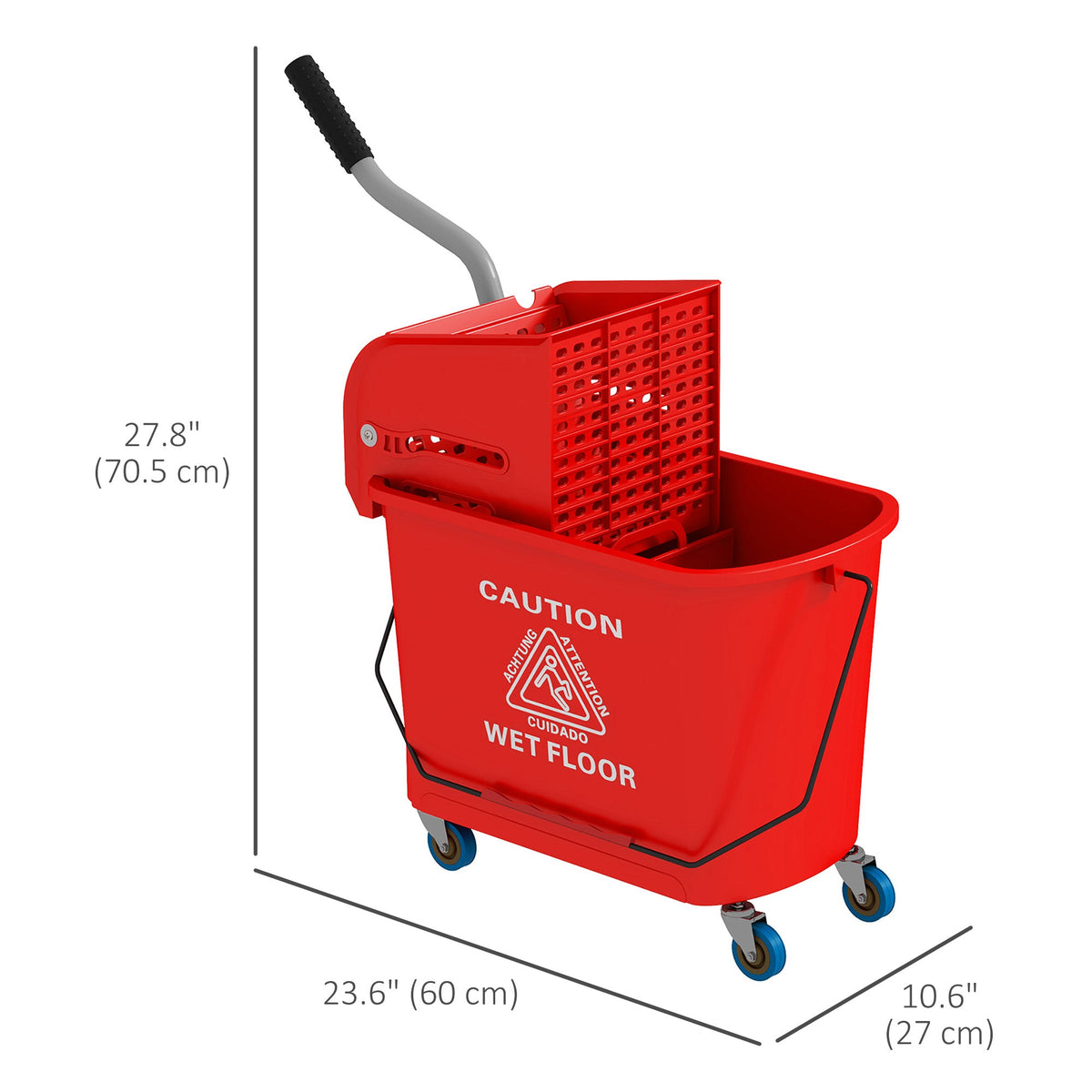 Compact Mop Bucket with Wringer, Mop Bucket on Wheels, 5 Gallon, Separate Dirty and Clean Water, Yellow