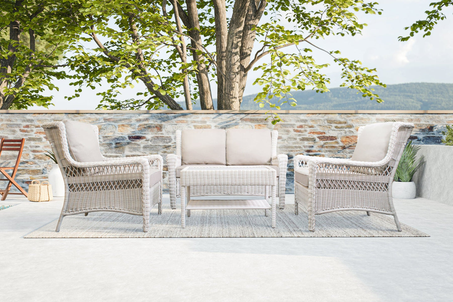 Park Meadows Wicker Loveseat Conversational Set