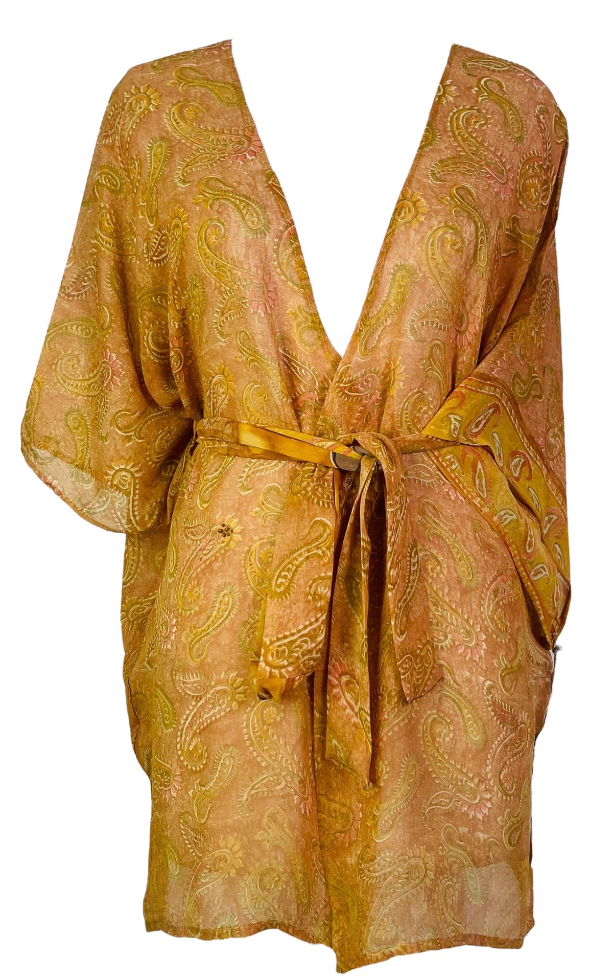 PRC7488 Avatar Pure Silk Kimono-Sleeved Jacket with Belt