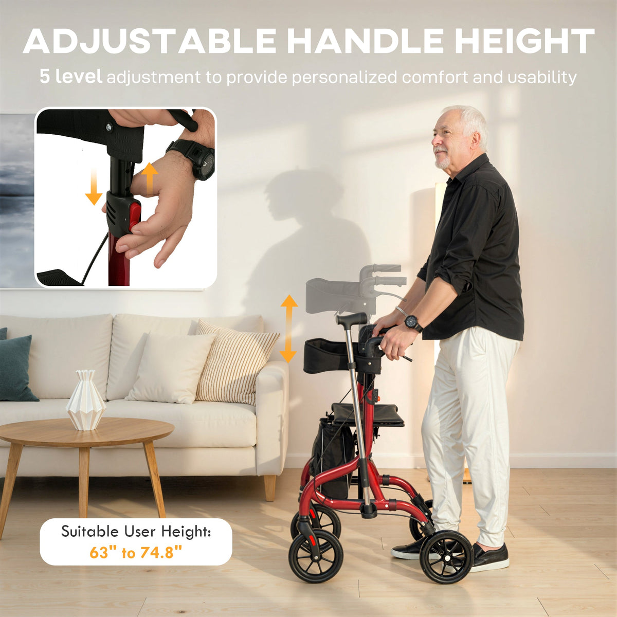 Foldable Rollator Walker with Seat for Seniors, Lightweight Rolling Walker with Adjustable Handles, Green