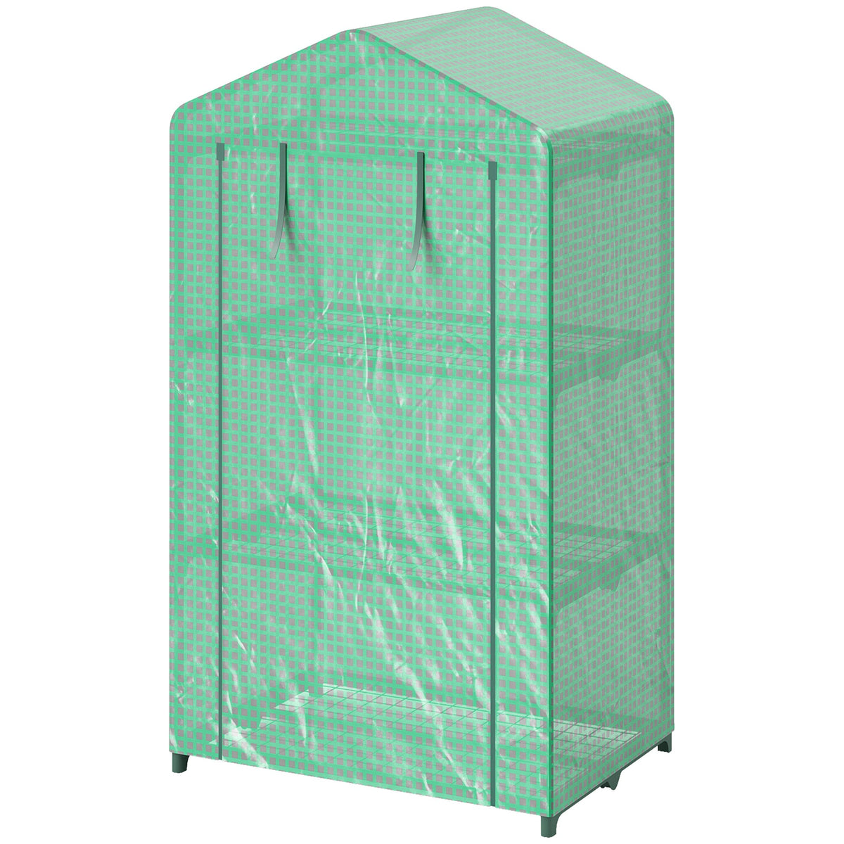 5 Tier Mini Greenhouse, Portable Outdoor Flower Stand with Shelf Clips, Indoor Greenhouse with Steel Frame, Transparent, 27.25" x 19.25" x 76", Green
