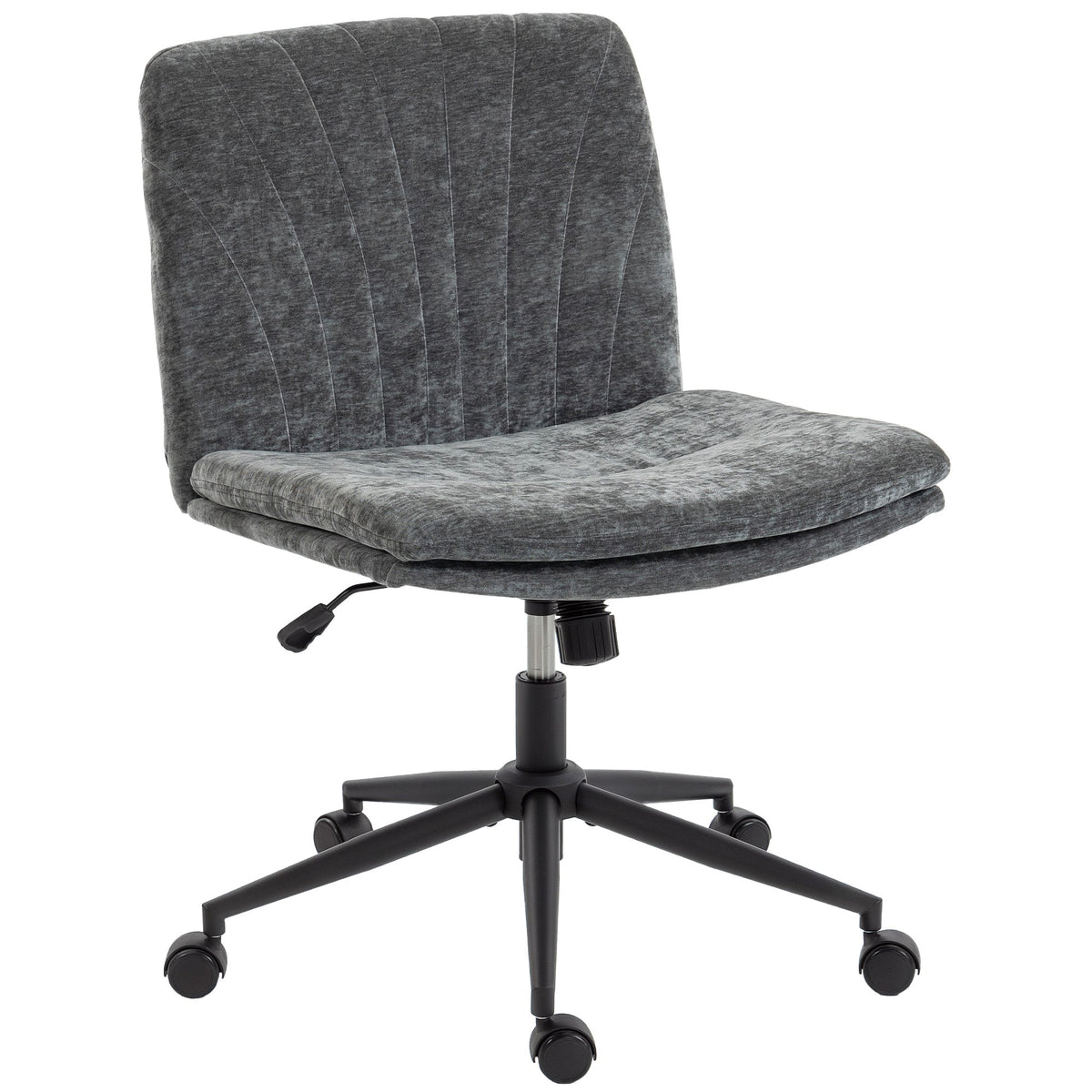 Criss Cross Chair with Wheels, Wide Office Chair with No Arms, Adjustable Height, Tilting, Beige
