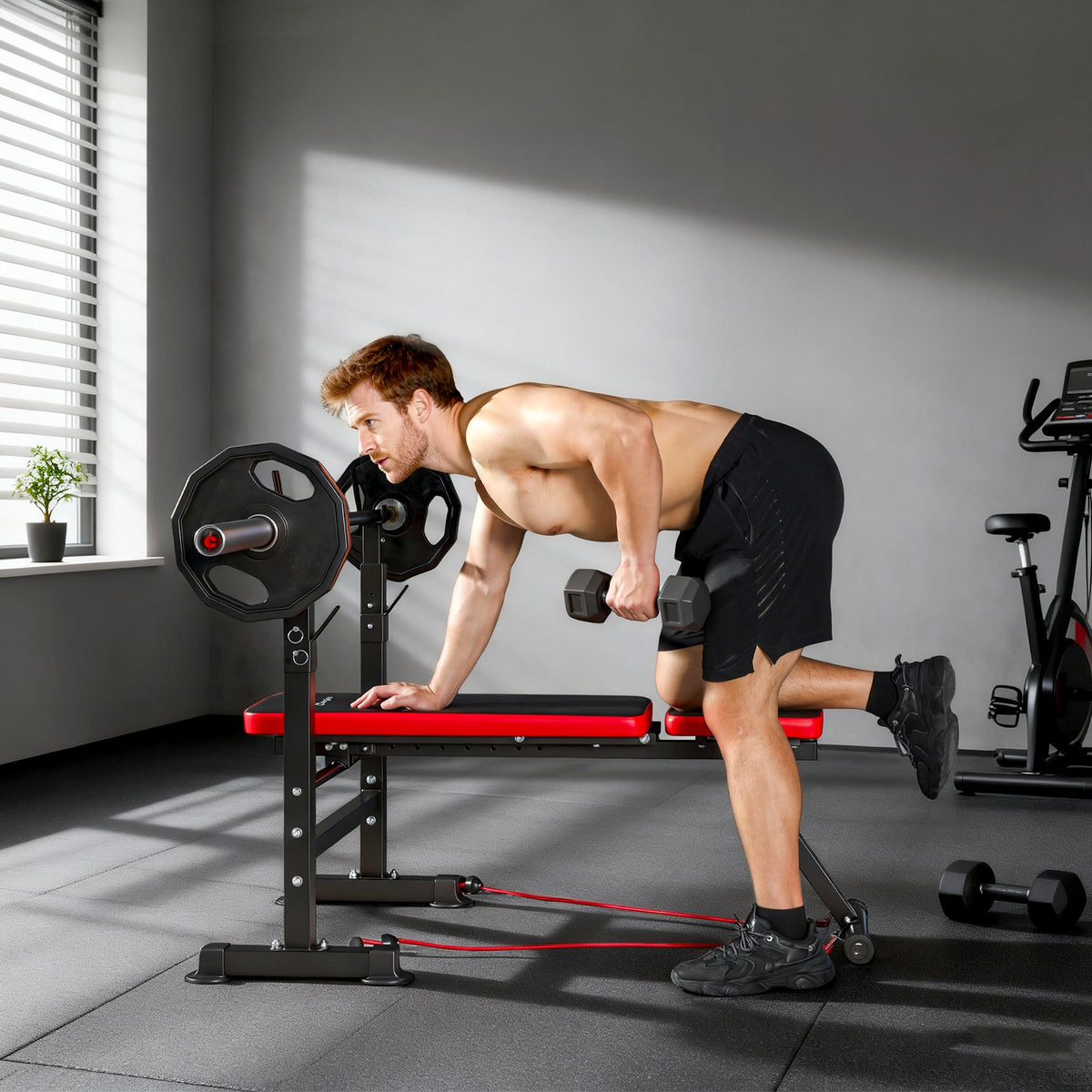Adjustable Weight Bench with Squat Rack, Incline Flat Bench Press with Barbell Rack for Home Gym, 660 lbs Capacity