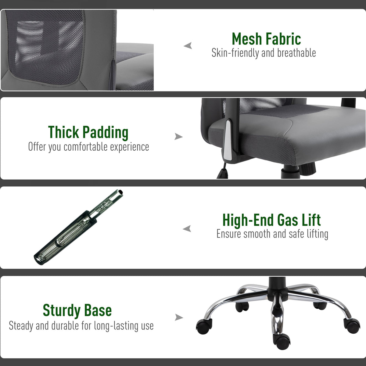 Ergonomic Office Chair with Thick Padded Headrest, Mesh Computer Desk Chair with Tilt Function, Armrest, Black