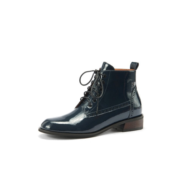Genuine Leather Low Heel Boots