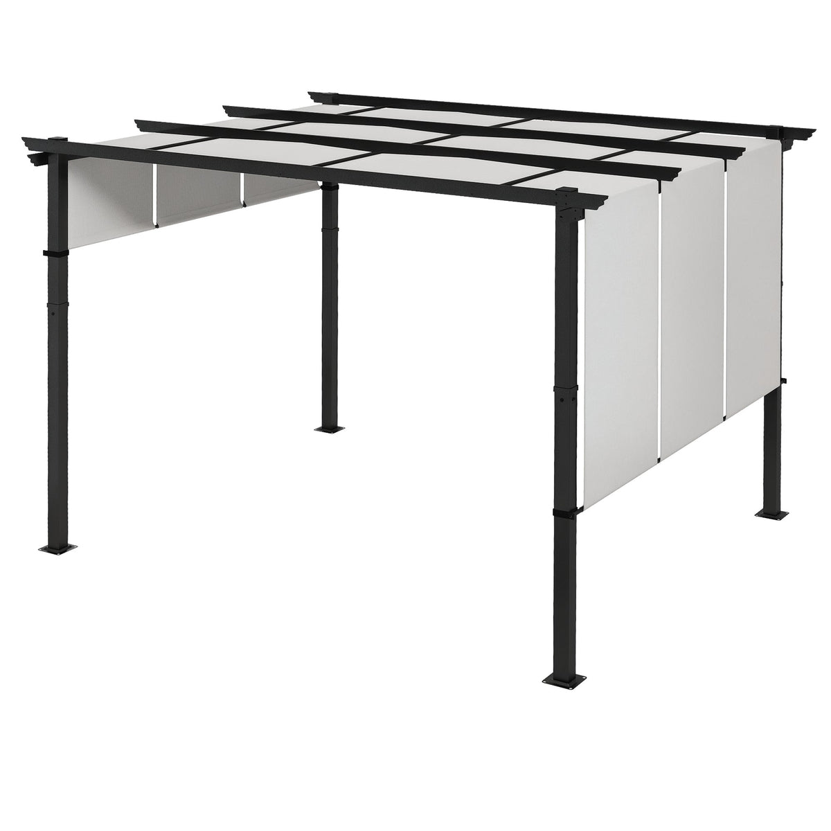 10' x 10' Metal Pergola, Outdoor Pergola with Retractable Canopy, for Garden, Patio, Backyard, Deck, Charcoal Grey