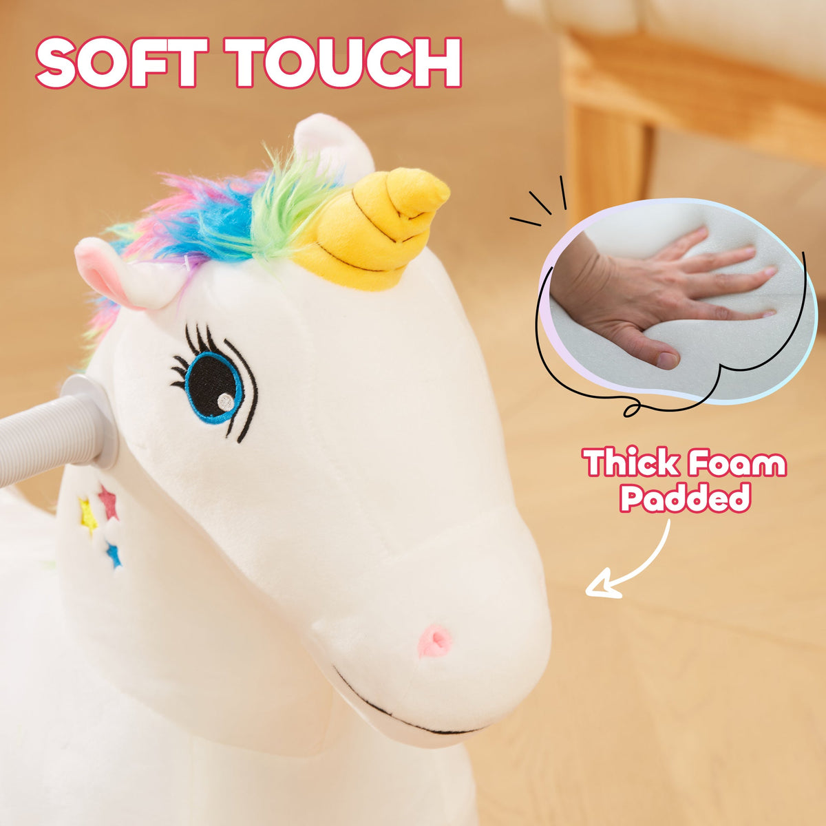 6V Ride on Unicorn, Battery Powered Kids Riding Pony with Music Forward, Aged 18-36 Months, White