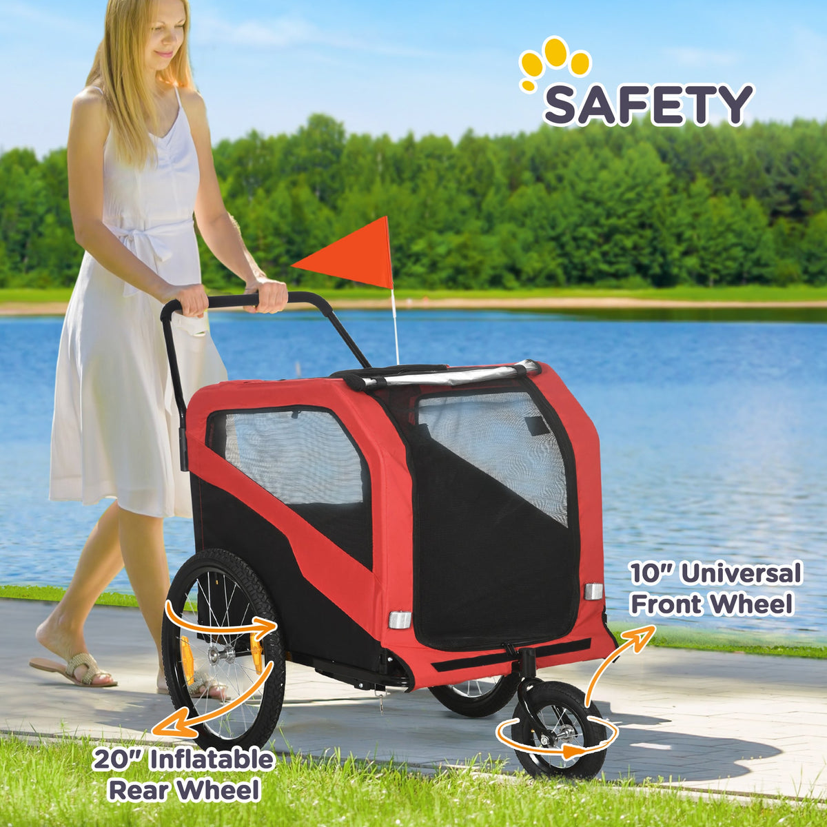 2-in-1 Dog Bike Trailer for Large Dogs, Green